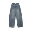 American Vintage Blue High Waist Loose Wide Leg Curved Blade Jeans For Women