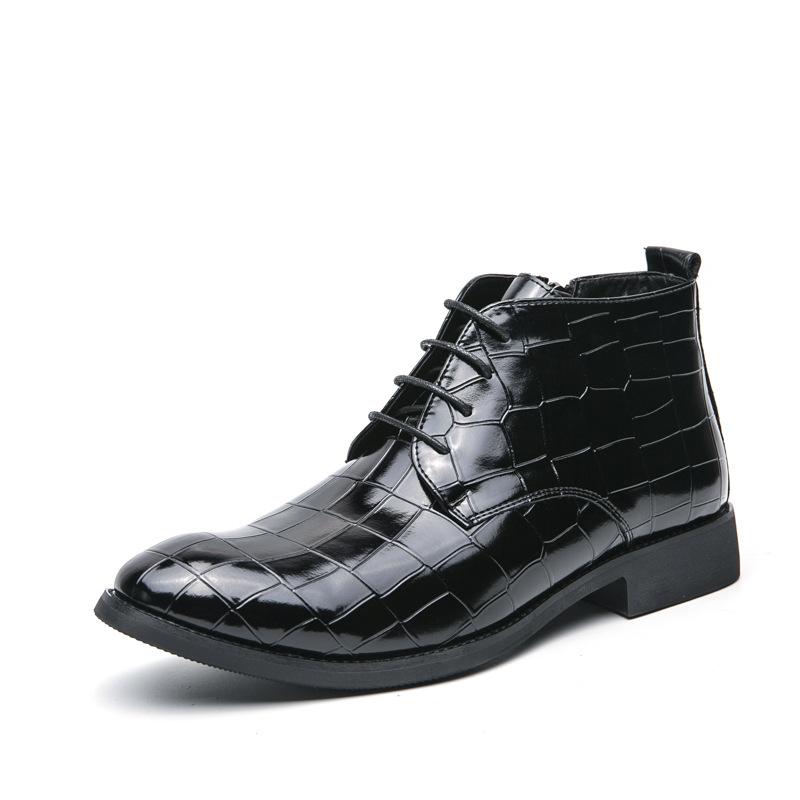 

Большие высокие кожаные туфли для мужчин 2025 осень и зима новые деловые туфли Мартин британский тренд короткие кожаные ботинки для мужчин 45 чёрный