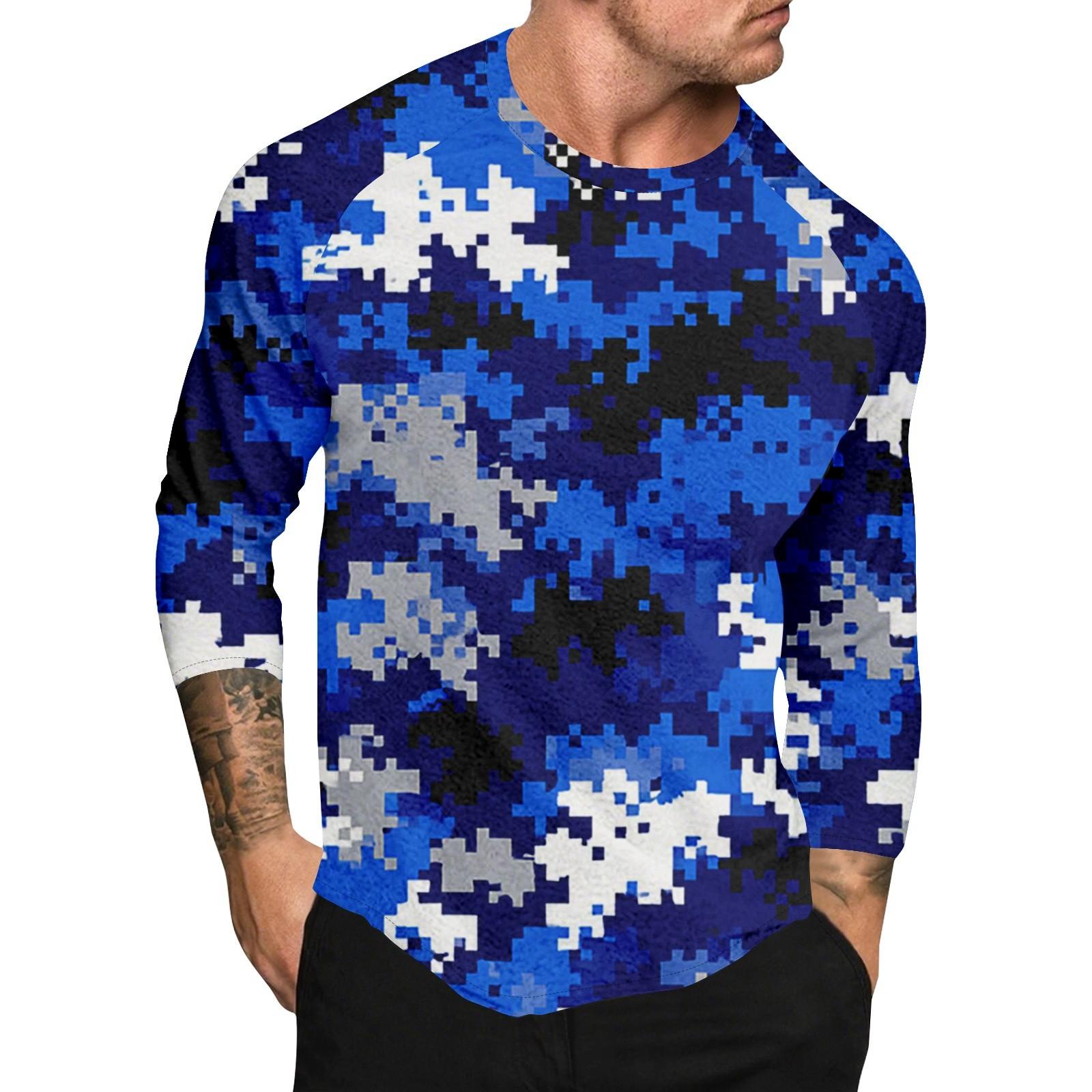 

Camouflage Style Printed Raglan Sleeves Men s Short Sleeved Top XXL синій