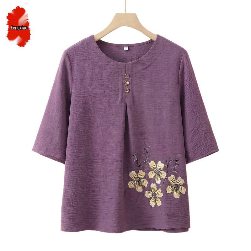 

Хлопково-шелковый комплект с принтом для пожилых женщин XL