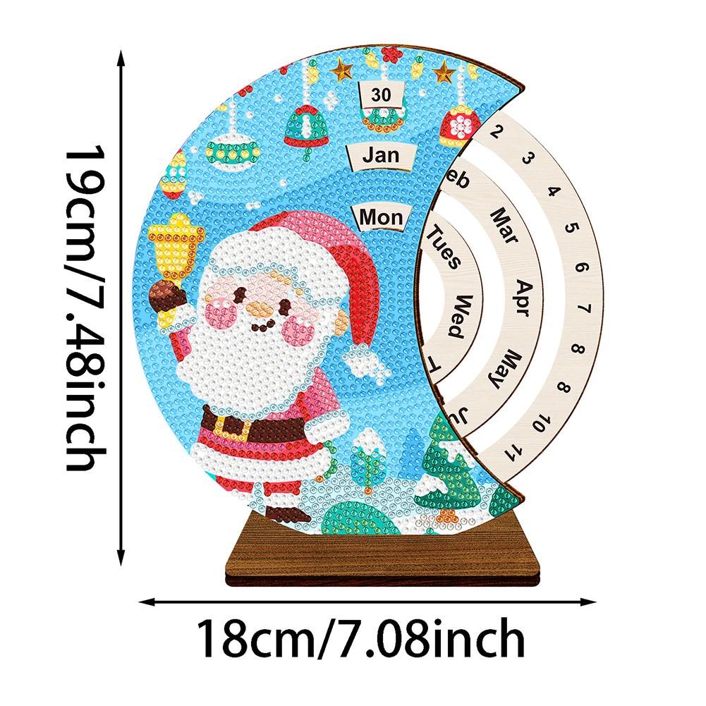 Diamond Art Kalender Ornamente Holz 5D DIY Diamantmalerei Rotierender Kalender Schreibtisch Dekorations-Set Schreibtischkalender Weihnachtsgeschenk