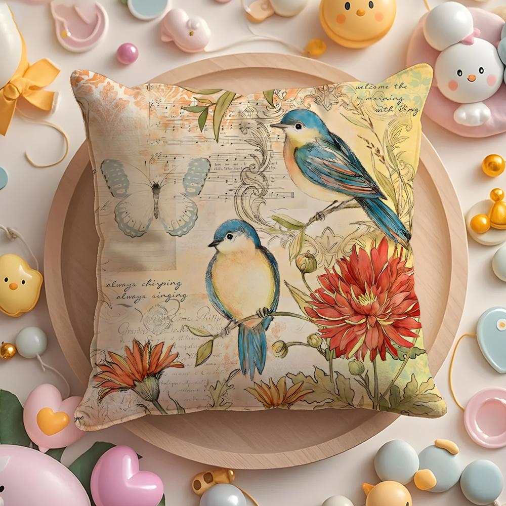 Vintage Floral Pillow Case Soft Plush Fabric DoubleSided Printed Cushion Cover Warm Winter Sofa Pillow Case