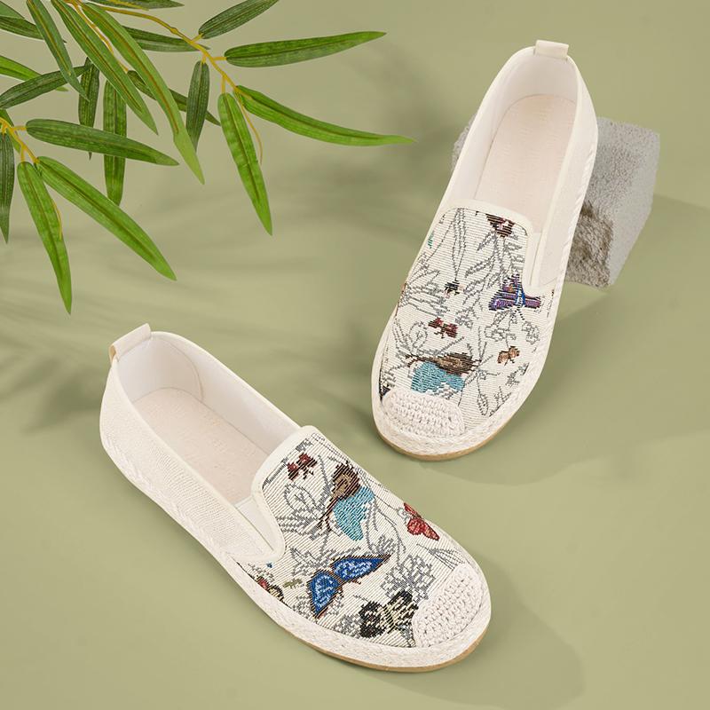 Fashion Soft Women's Shoes Platform Tennis Female Flats Clogs Summer Breathable Dress New Comfortable Canvas Fabric Fisherman Shoes Woma