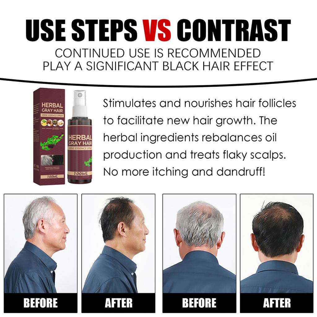 100ml Haarverdunklungsspray Gegen graues Haar Kräuterserum Haare schwarz färben Reduziert graues Haar Kopfhautpflege-Spray