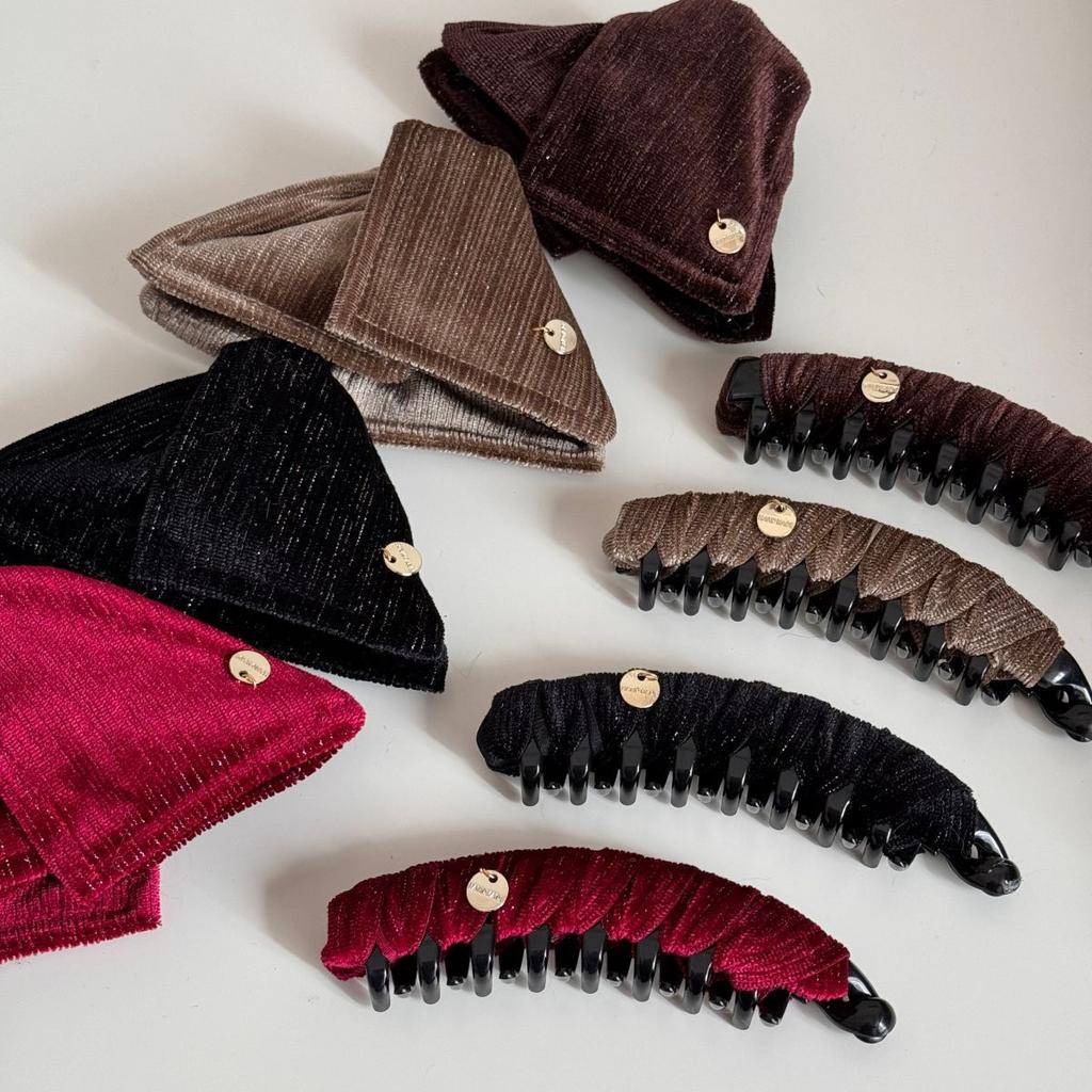 Autumn and Winter Retro Flannel Triangle Grip Clip High-end Sense of The Back of The Head Female Hairpin Banana Clip Large