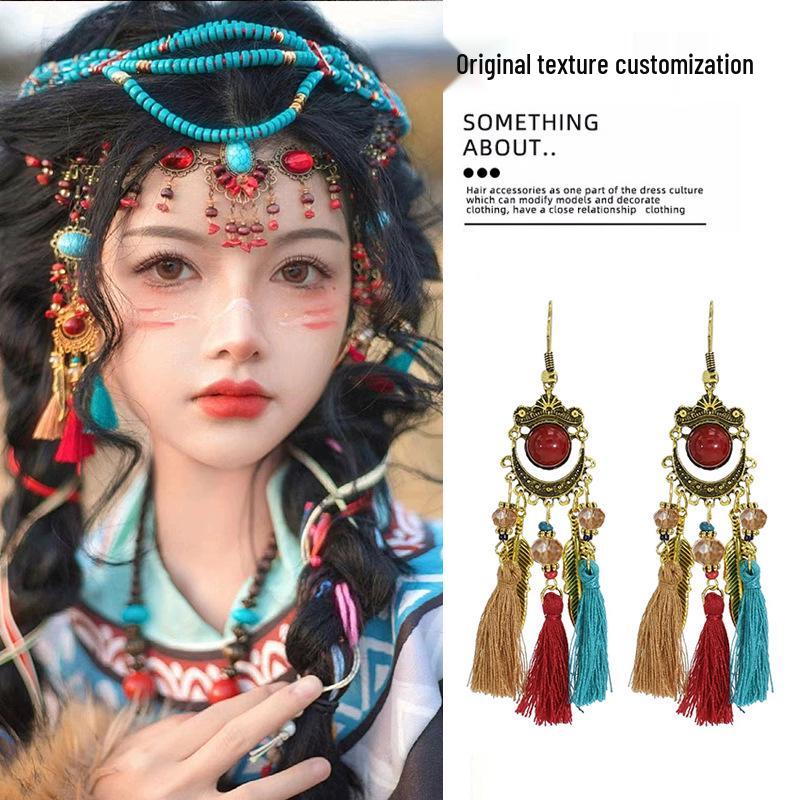 Bohemian Long Tassel Earrings for Women - 2025 High-End Ethnic Vacation Style Studs