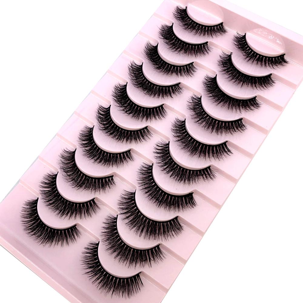 AMSDCN Artificial Mink Short Natural Dramatic False Eyelashes Short Eyelashes 10 Pairs of 3D Eyelash Makeup False Eyelashes