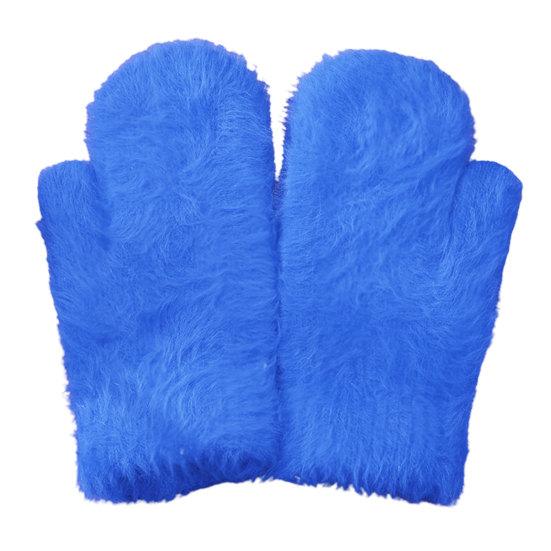 

1 Pair Adults Mittens Thickened Stretchy Soft Fuzzy Cozy Cold Resistant Solid Color Windproof Winter Women Gloves for Outdoor синий