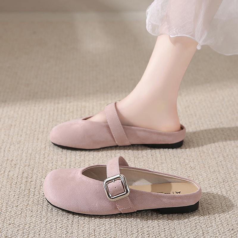 CRLAYDK Retro Women's Casual Loafers Slip On Flat Shoes Comfort Buckle Dressy Ladies Work Backless Walking Moccasins Slides