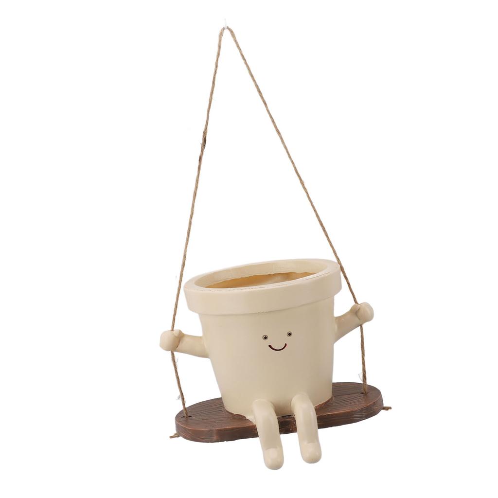Swing Face Planter Pot Resin Cute Decorative Hanging Face Plant Pot Flower Pot for Indoor Outdoor