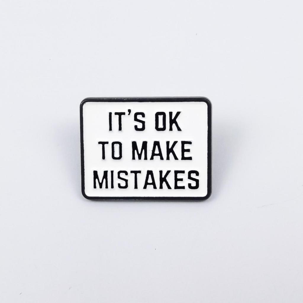 Creative White Geometric Metal Brooch with English Quotes - Versatile Decoration Badge
