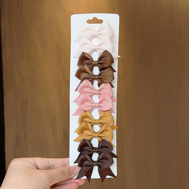 10Pcs/set Solid BB Hair Clips For Cute Girls Ribbon Bowknots Boutique Barrettes Hairpins Headwear Kids Hair Accessories Gifts