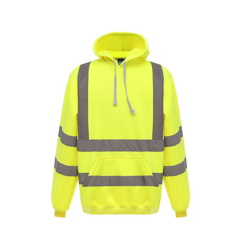 Reflective Hooded Zip-Up Outdoor Sports Fleece Jacket