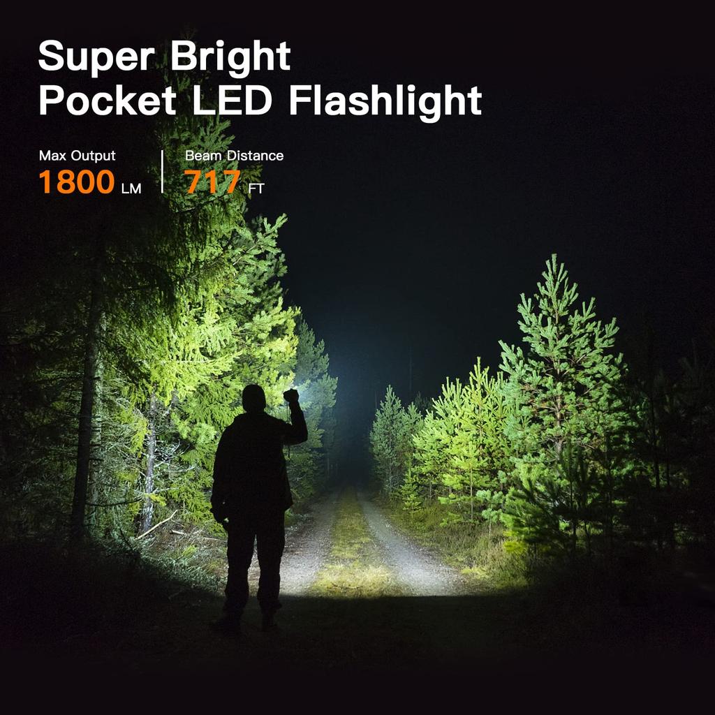 Wurkkos WK03 Emergency LED 1800 High IP68 Battery Level Perfect for Power Night and Repair Work Flashlight, Light, Lumens, Brightness, Compact,