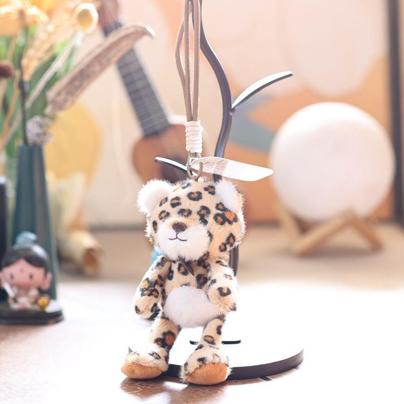 Cute Forest Animal Plush Keychain, Tiger Lion Leopard Giraffe Doll Pendant, Backpack Bag Hanging Ornament Gift