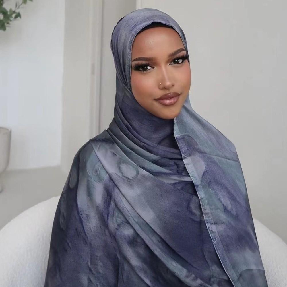 Breathable Print Islam Scarf Cotton Modal Women Sunscreen Shawl Elegant Woven Hijab Scarf  Female