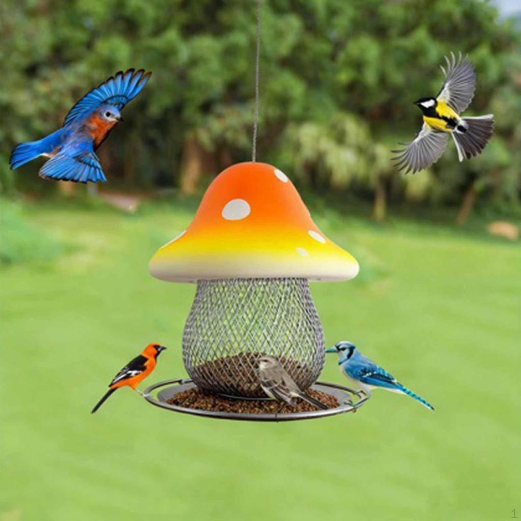 Mushroom Solar Bird Feeder,Outdoor Birdfeeder Songbirds Wildbird Feeding Station Food Dispenser