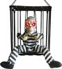 Halloween Prisoner Ghost In Cage Scary Skull Prop Skeleton Electric Toy Glowing Eye Sound Doll Hangable Talking Ghost Decoration