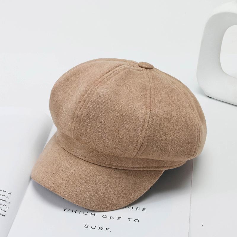 100% Fashionable Octagonal Hat Korean Version British Retro Solid Color Baseball Cap Beret Shows Small Face