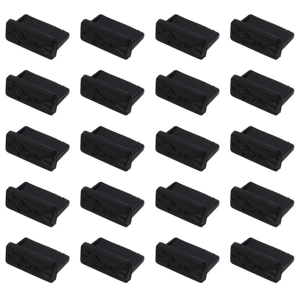 20 Pcs 13 X 5 X 8mm USB Female Port Cover Caps Black USB Port Plugs Dust Cover