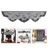 Elegant Halloween Lace Mantle Scarf with Spiderweb and Bat Motifs, Black Halloween Cobweb Fireplaces Scarf 200x50cm