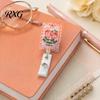 Cute Badge Reel Nurse Reel, Funny Retractable Glitter Acrylic Name Tag Holder with Bow Clip, Sparkly ID Card for Teachers Student Staffs