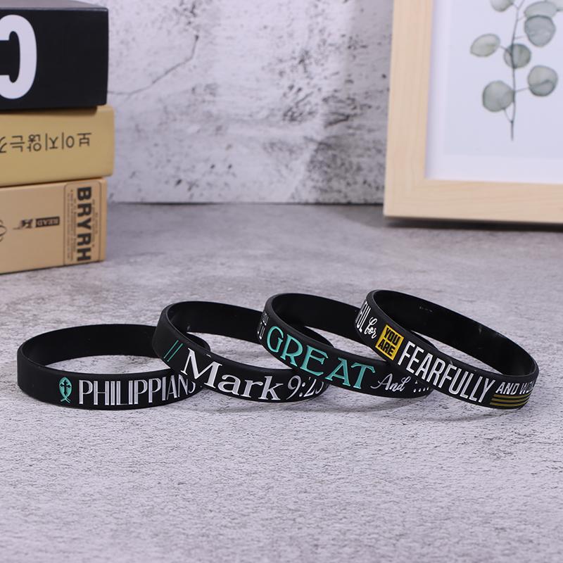 13ks Víra Věř Mír Milost Bible Křesťanský Náboženský Náramek Sportovní Silikonové Náramky Gumový Náramek