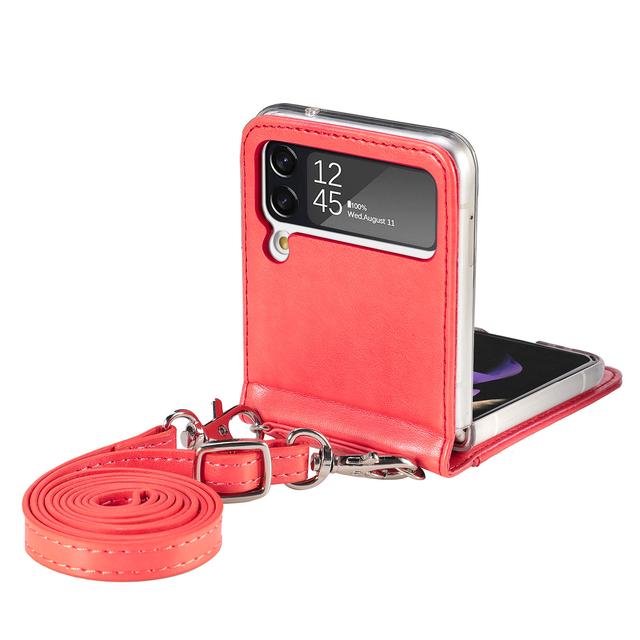 Etui ochronne na telefon z paskiem skórzanym do Samsung Galaxy Z Flip4 5g Flip 4 Flip3 Flip 3 Anti-Shock Card Slot Cover Funda
