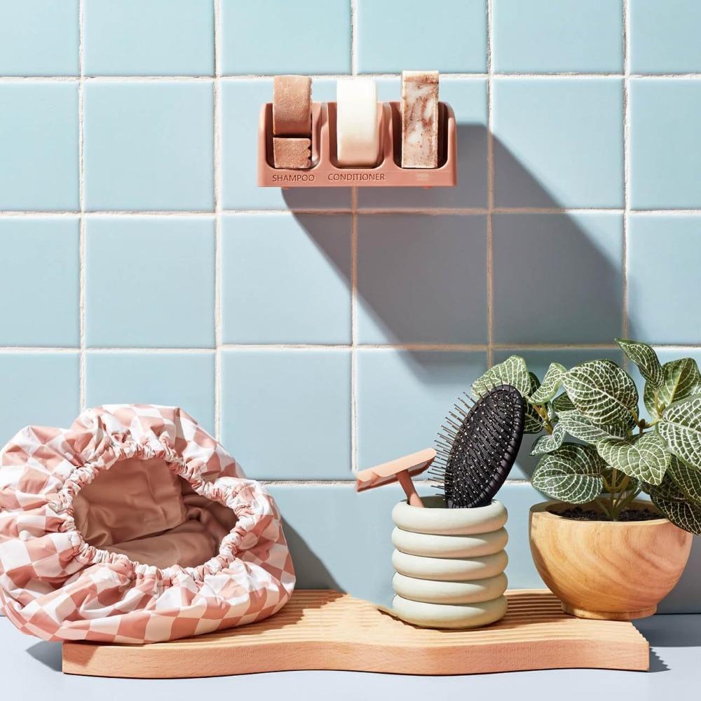 Kreative High-End Wasserdichte Duschhaube Karomuster Luxus Haarpflegekappen Wiederverwendbare Elegante Badekappen Lang