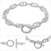Gin no 925 Sterling Silver Anchor Chain Bracelet with Mantle and Simple Marine Toggle for Bracelet [Shinjuku Kura] T-Bar, 18cm, Design, Clasp,