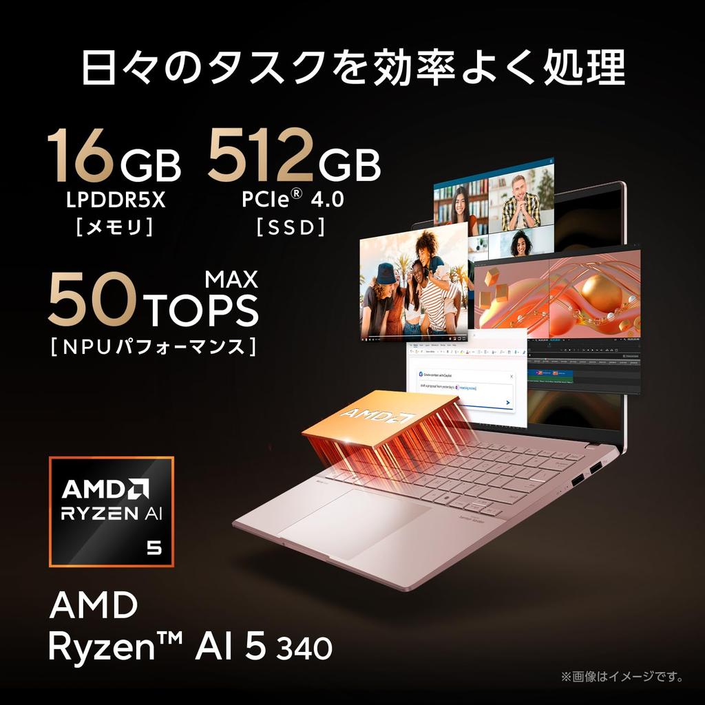 ASUS Vivobook S 14 M5406KA AMD Ryzen AI 5 340 16GB 512GB Windows Power OLED Copilot AI 14-inch Laptop, Processor, Memory, SSD, 11, 1.3kg Weight, Wi-Fi