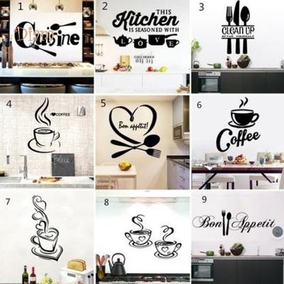 NO.HM Fork Spoon Knife Cup Wall Sticker Removable Decal Mural Home Decoration Room Decal Design
