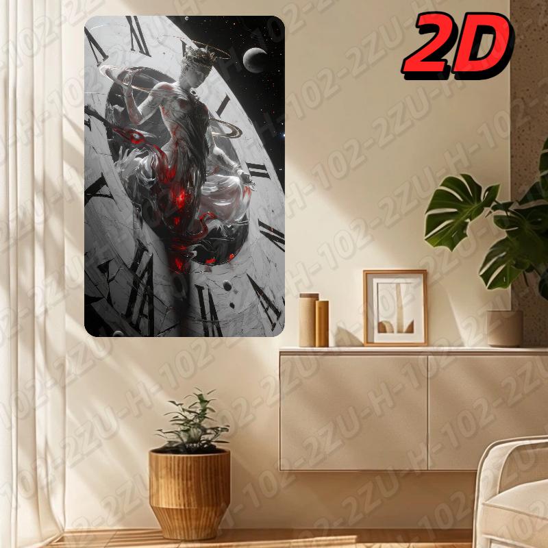 Replica Alien Metal Wall Clock  SciFi Home Decor  Unique Durable Art Gift 20x30cm