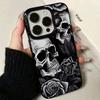 Skull Rose design phone case suitable for iPhone 17 16 15 14 13 12 11 Pro/Max/Plus anti drop and shockproof back cover