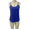Damen Uni Geripptes U-Ausschnitt Falsche Knopfleiste Spaghettiträger Locker Lässiges Cami Tanktop
