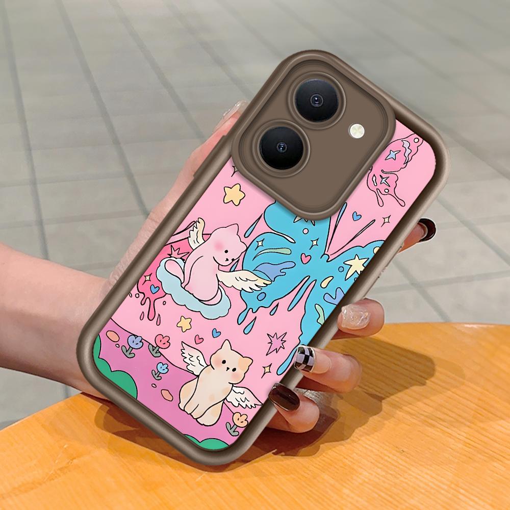 რბილი სილიკონის კვადრატული კიბეზე საბეჭდი ნიმუში ტელეფონის გარსაცმები კამერის სრული საფარით დარტყმისგან დამცავი რეზინის ქეისი Vivo-სთვის