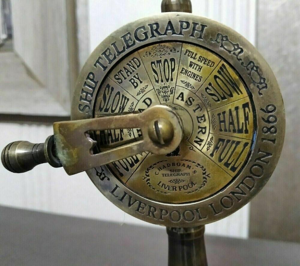 Mässing 7" Telegraf Antik Skepp Maskinrumstelegraf Marin Fungerande Nautisk
