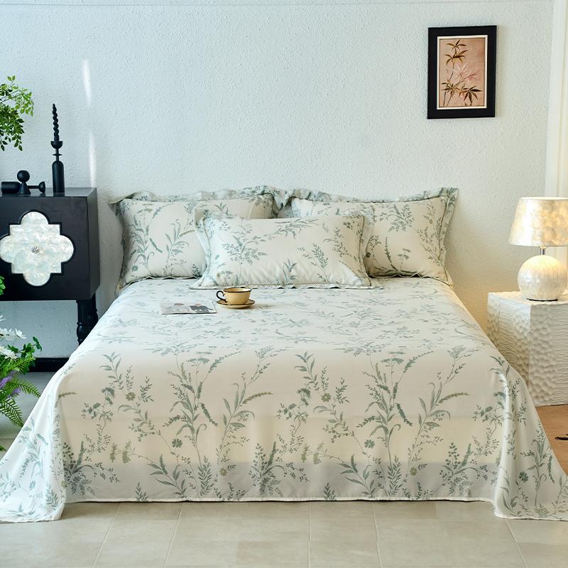 Lyocell Tencel Bed Sheet Flower Series Printed Double Top King Sheets for Girls Boys Kids Single Queen King Size Bed Linen