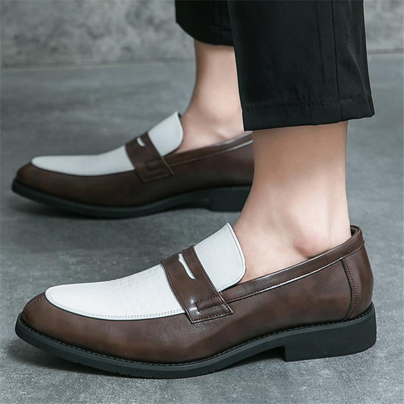 New Penny Loafter Trend Men's Mixed Colors Patchwork Dress Casual Shoes Male Wedding Dress Homecoming Footwear Zapatos Hombre