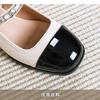 Fashion 2025 New Single Women's High Heels Round Head Vintage Mary Jane Chunky Heel Hepburn Pearl Shoes