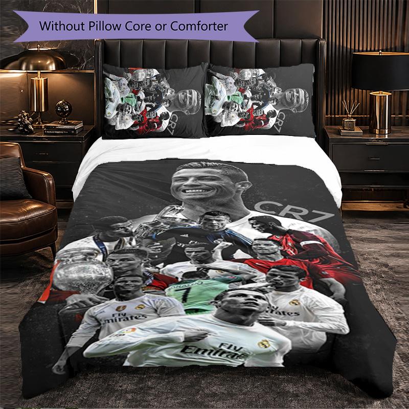 Cristiano Ronaldo Themed Bedding 3Pcs Duvet Cover Set Decorative Bed Linen For Teen Room Home Decoration