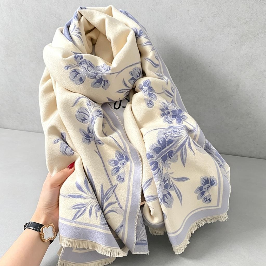 Autumn and winter new versatile jacquard scarf women's high-end fashion air-conditioned room shawl with thickened warm scarf