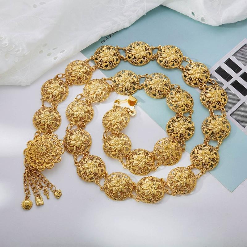 Adjustable Flower Dance Beach Waist Decoration Women's Hollow Flower Chain Belt for Belly Dance and Summer Jewelry