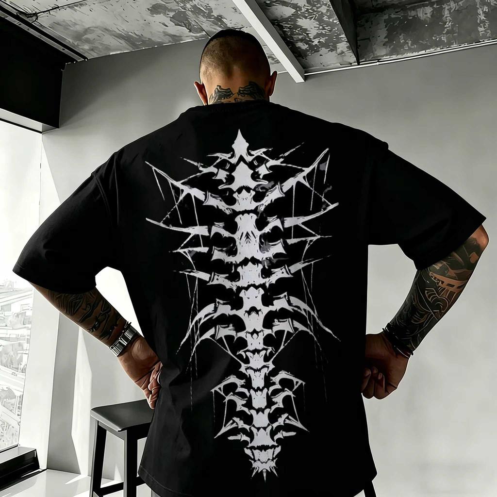 Classic Y2K Gothic Style High Street T-shirt Print Oversized T Shirt Harajuku Round Neck Cotton Tops Gothic Cotton Oversized T-shirts