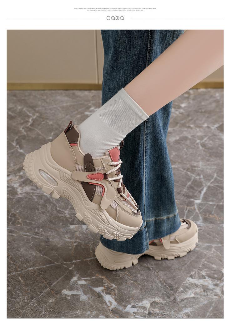 Spring and summer girls' double mesh thick soled dad shoes