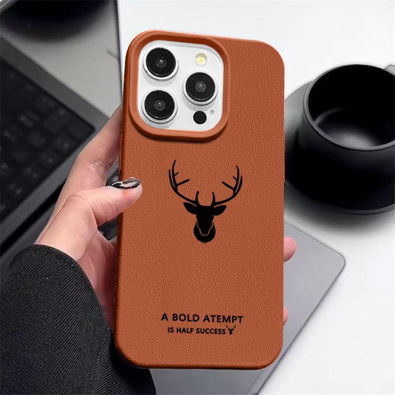 For iPhone 16 Pro Max 16E 15 Pro 14 13 12 11 Phone Case Deer Pattern Slim Matte Anti-Fall TPU Soft Shockproof Bumper Cover