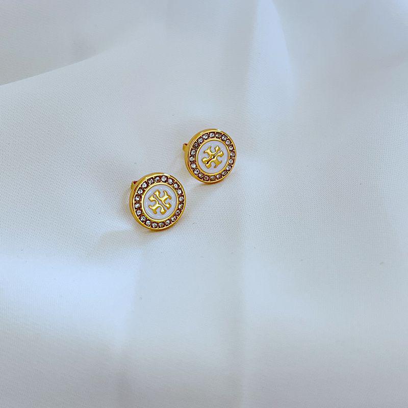 

Элегантные женские серьги-кольца из эмалированного металла, украшенные стразами белый