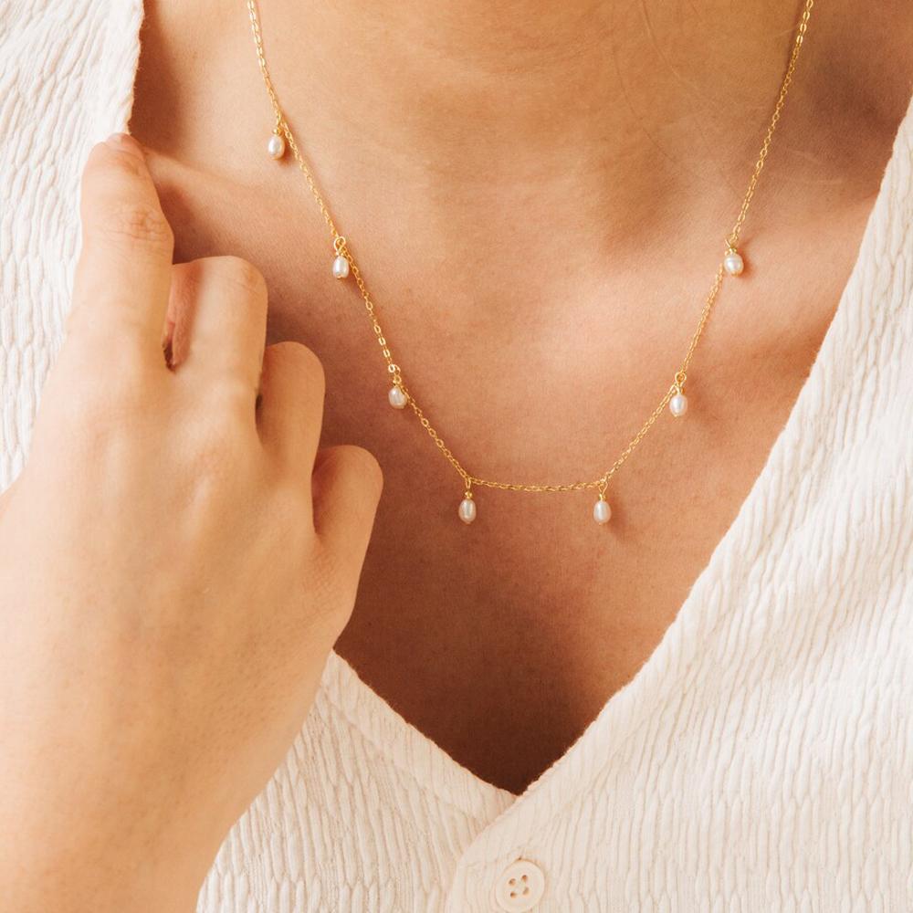 EMANCO New Pearl Pendant Necklace Stainless Steel Clavicle Chain Fine Chain Wedding Gift