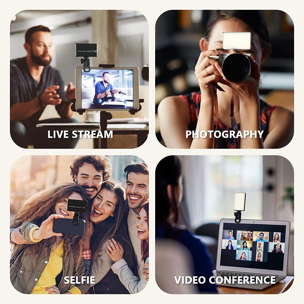 Luce Anulare Selfie a 120 LED 3000mAh Ricaricabile Clip-on Luce di Riempimento con 3 Modalità di Luce Portatile Luce per Fotografia Trucco Compatibile con Telefono Ipad Lapt
