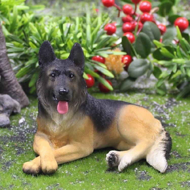 Handcarved Resins German Shepherd Figurine Miniature Dog Sculpture for Home Decors Small Animal Statue Garden Ornament